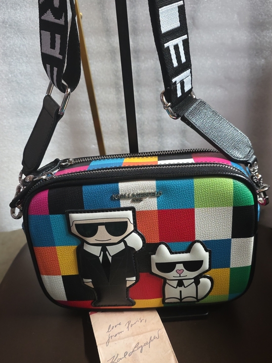 Karl Lagerfeld Handbags - Karl Lagerfeld Multicolor Checkered Camera Crossbody Euc